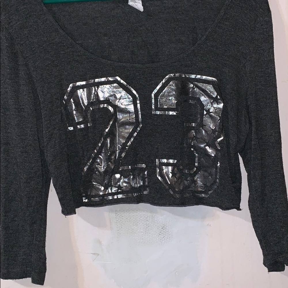 Grey number crop top